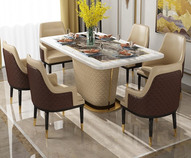 Stunning Dining Room Marble Table Ideas for Small Family